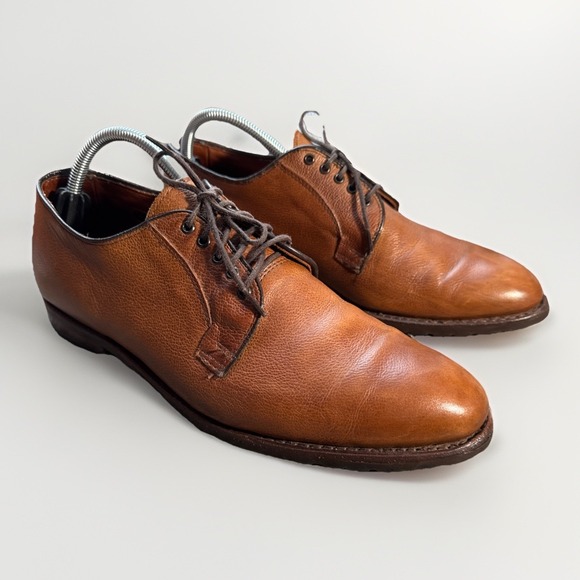Allen Edmonds San Marco Walnut Brown Leather Plain Toe Derby Shoes 10D